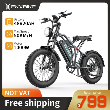 ekx t1 electric bike 20‘’*4.0 fat tires 1000w motor 48v20ah lithium battery 55kmh electric bicycle for adults mountain ebike mtb
