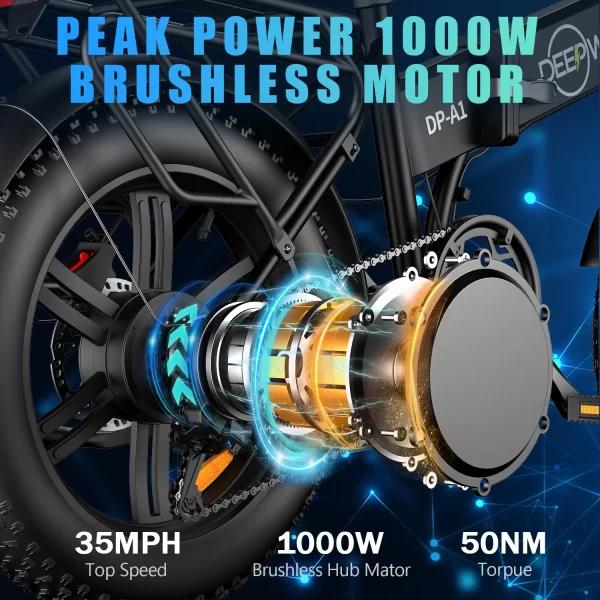 deepower folding electric bike 1000w motor 48v 20ah adult electric bicycle disc brake city commuting and mountain ebike