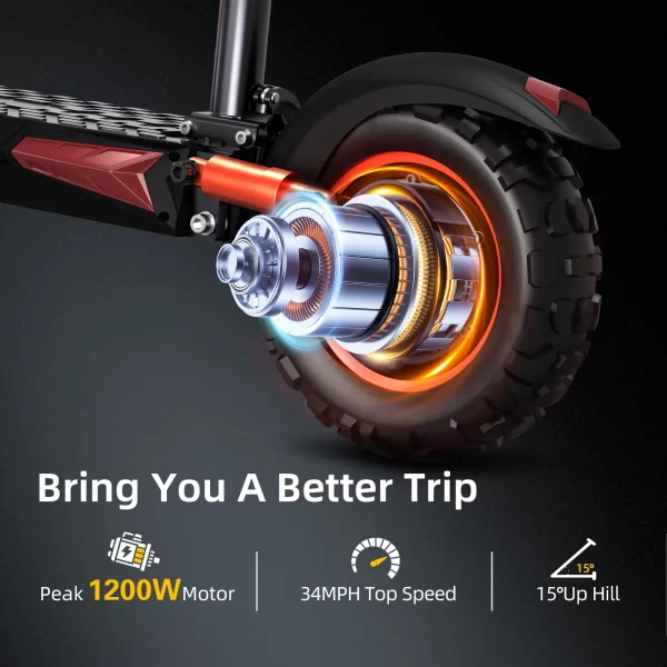 intelligent braking 48v1200w motor 18ah double disc brake electric scooter large tires with brake lights adult electric scooter