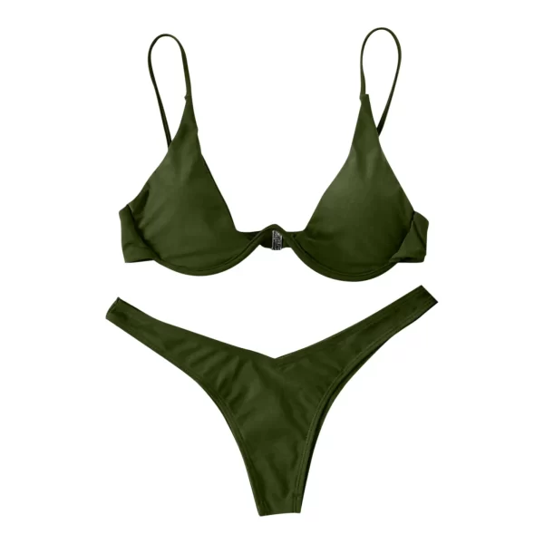 bikini sexy split style solid color women's swimsuit steel bracket tow piece for teenagers biquinis feminino tendência 2024