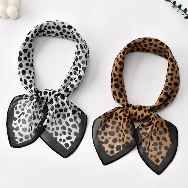 60*60cm small square scarf women chiffon neckerchief fashion leopard printed floral handkerchief hair wrap bag accessories