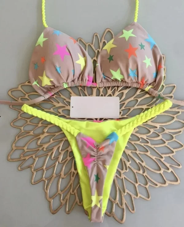 new women's bikini split print swimwear fashion g string beach holiday