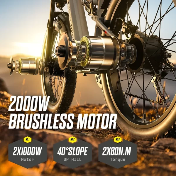 shengmilo s600 adult 2000w electric bicycle with two motors, 48v17.5ah 840wh battery,26 inch wide tyre men's e mountain bike