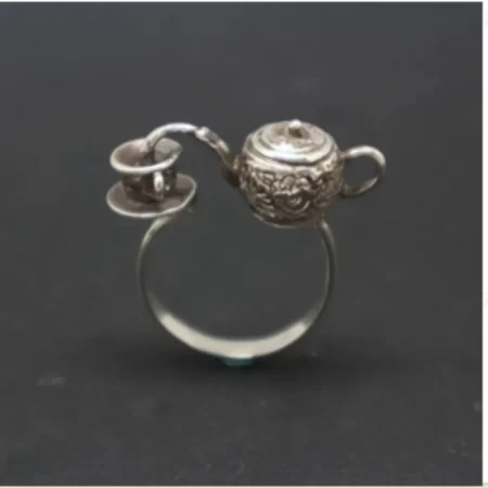 personalised creative teapot men's & women's tea cup ring fashion novelty teapot pouring ring holiday party jewelry accessories