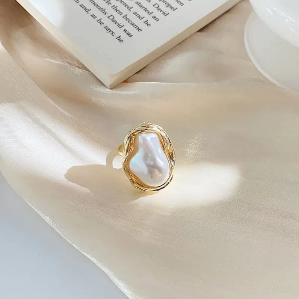 kotik new design starfish pearl ring shape gold color adjustable rings for women korean fashion jewelry party luxury accessory