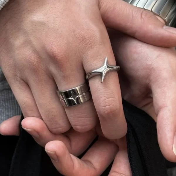 fashion retro silver color cross star rings for women men punk gothic couple rings festivals party jewelry daily accessories new