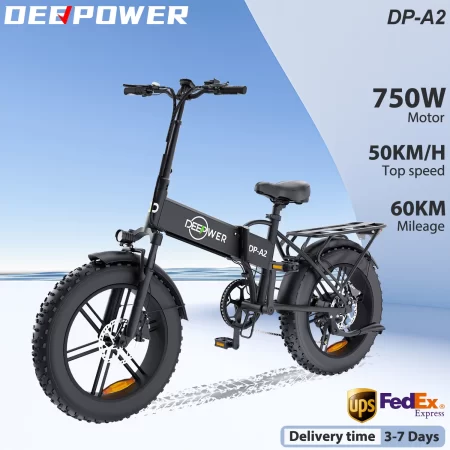 deepower 750w adult electric bicycle 48v 20ah 20 inch fat tire foldable electric bike city commuting camping traveling ebike