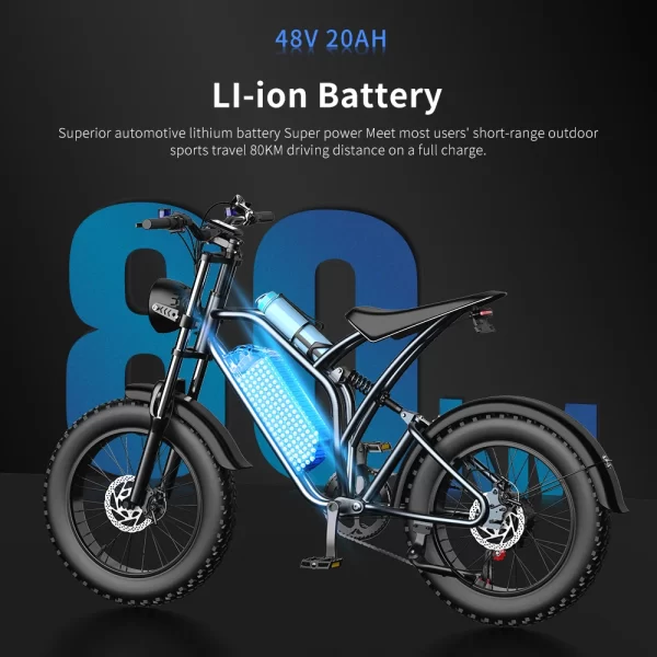 ekx t1 electric bike 20‘’*4.0 fat tires 1000w motor 48v20ah lithium battery 55kmh electric bicycle for adults mountain ebike mtb