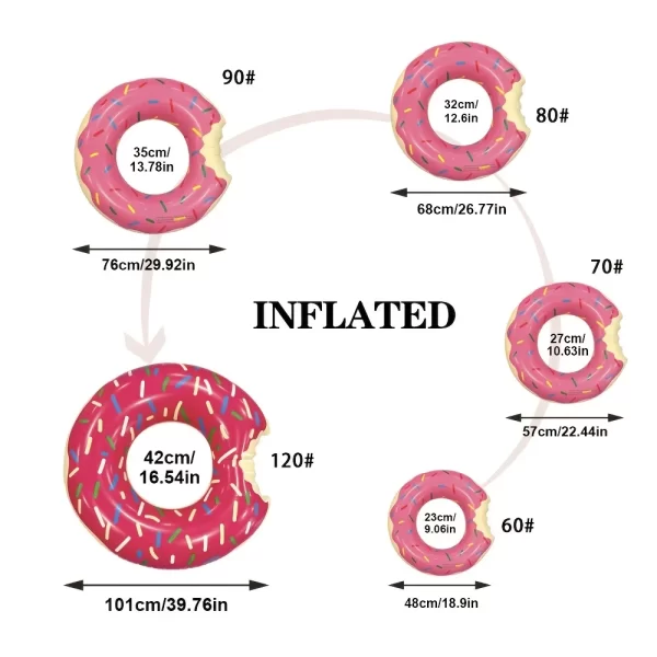1pc inflatable donut swimming ring pvc pool float swim circle pool party fun water rest floating accessories