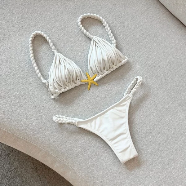 2025 new five pointed star brazilian bikini swimwear women's braided rope swimsuit two piece set female sexy mujer beachwear