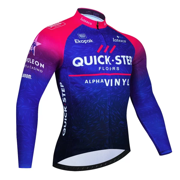 quick step 2024 spring and autumn cycling clothes long sleeved men's mountain bike shirt team bike wear summer outdoor clothes q