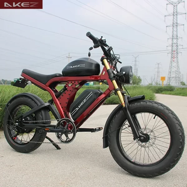 akez 52v 1500w ebike aluminum alloy frame 20'' off road tires long range with 55ah dual battery electric motorcycle city bike