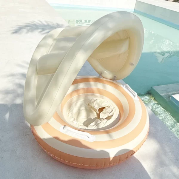 inflatable baby swimming ring with detachable sunshade toddlers pool float thickened leakproof baby swim ring for boys girls