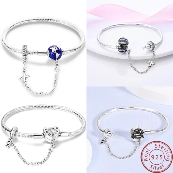 hot sales 925 sterling silver bracelets forever love butterfly heart bracelet fit diy charms beads fashion women jewelry 17 20cm
