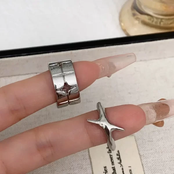 fashion retro silver color cross star rings for women men punk gothic couple rings festivals party jewelry daily accessories new