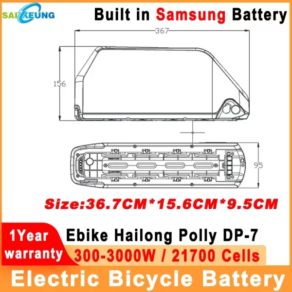 electric bike down tube 36 48v 52 60v 72v hailong polly dp7 21700 lithium battery 25ah 30 40ah 50 60ah bafang 300w 3000w battery