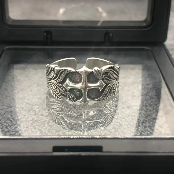 punk hip hop style fashion cross thai silver ring vintage personalized open rings