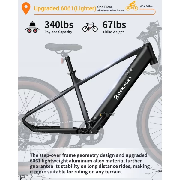 benifore c26 ebike 1200w peak power 48v15ah removable battery city electric bikes 26*3.0 inch off road mountain electric bicycle