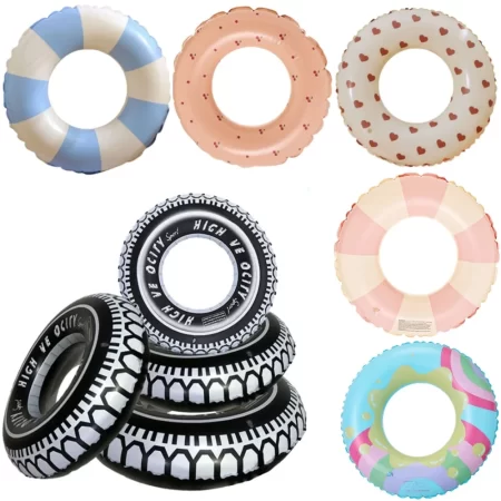 tire pattern blow up swim tube leakproof inflatable swim ring swimming rings floaties thickened pool rings for kids adults