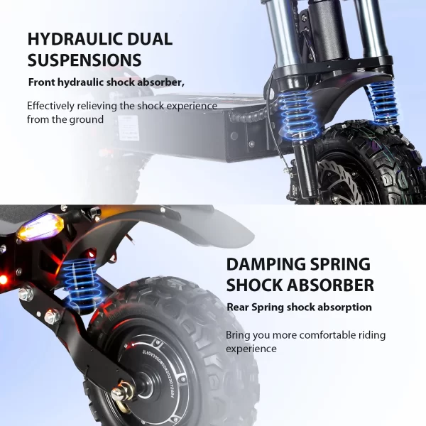 e5b 6000w 60v 50ah 11 inch off road tyre trottinettes électriques dual motors removable seat skutery folding electric scooter
