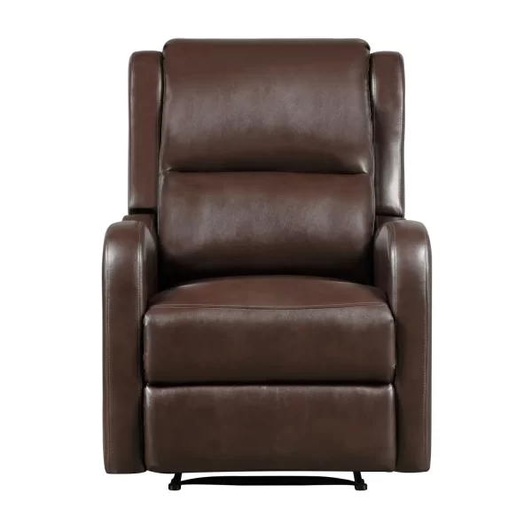brown reclining chair 1pc comfort seating faux leather upholstery living room furniture solid wood