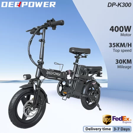 deepower 14 inch foldable electric bicycle 400w motor 48v 30a0h adult mini electric bike suitable for city commuting ebike