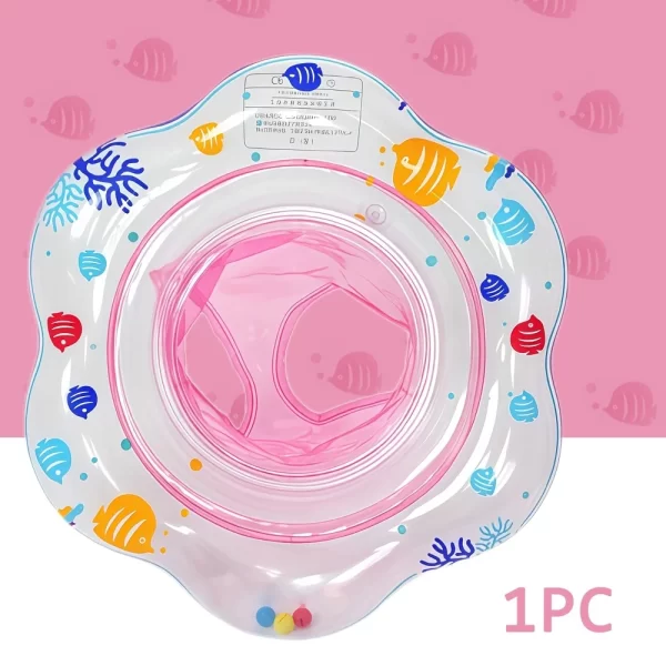 1 inflatable baby swim ring with double safety airbags and safety seat, pool bathtub accessory, blue, green, pink