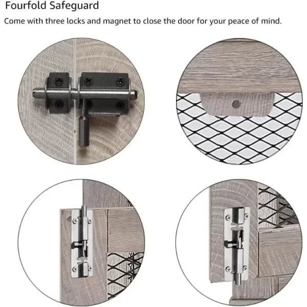 home large dog crate furniture, wooden kennel , inside side end table crate with tray and bed, dog enclosure