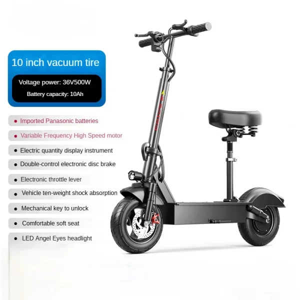 foldable electric scooter with seat | adult commuting & delivery | mini 2 wheel electric vehicle, lightweight & portable