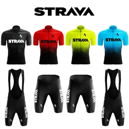 2024strava pro bicycle team short sleeve maillot ciclismo men's cycling jersey sets summer breathable cycling clothing suit