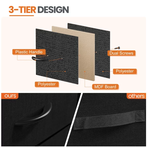 jhk nightstand bedside coffee sofa tea table storage closet chest clothes display for bedroom 2 fabric drawers cabinet furniture
