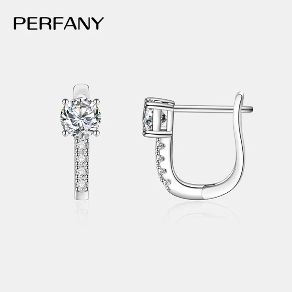 perfany 0.5ct moissanite hoop earrings women's 100% pure silver shiny laboratory diamond fashion wedding high end jewelry