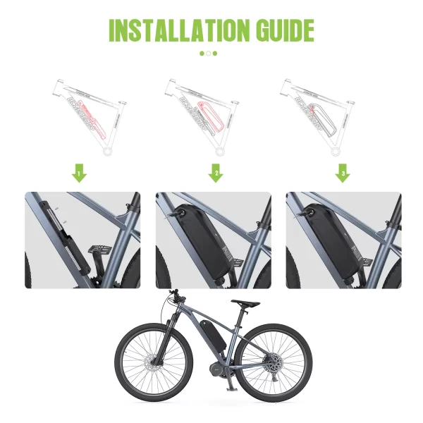 ebike 48v 52v 36v battery hailong 30a bms electric bicycle downtube lithium battery pack for 1500w 1000w 750w 500w ebike motor