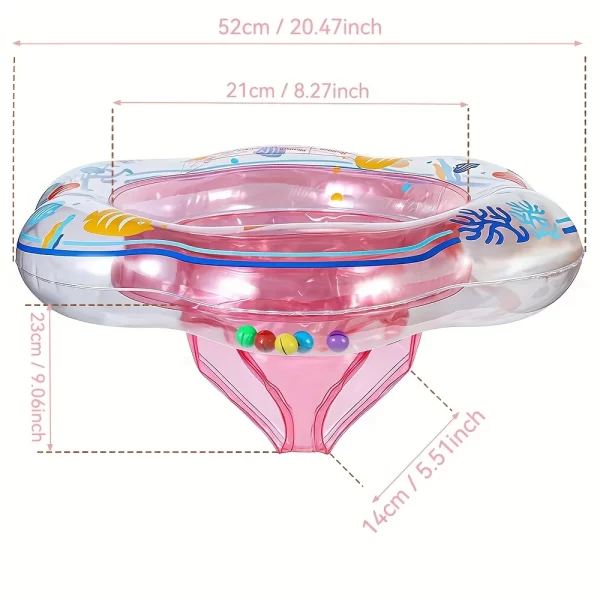 1 inflatable baby swim ring with double safety airbags and safety seat, pool bathtub accessory, blue, green, pink