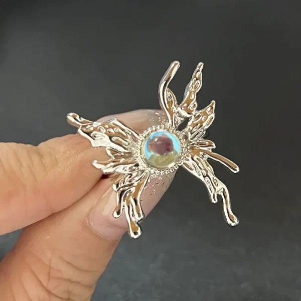 y2k crystal rings kpop heart adjustable ring irregular geometry punk vintage rings set for women girls new fashion jewelry