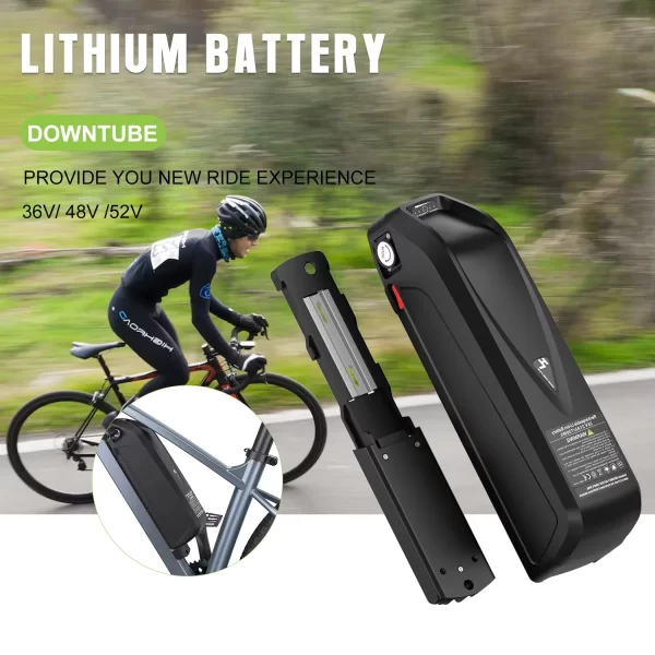 ebike 48v 52v 36v battery hailong 30a bms electric bicycle downtube lithium battery pack for 1500w 1000w 750w 500w ebike motor
