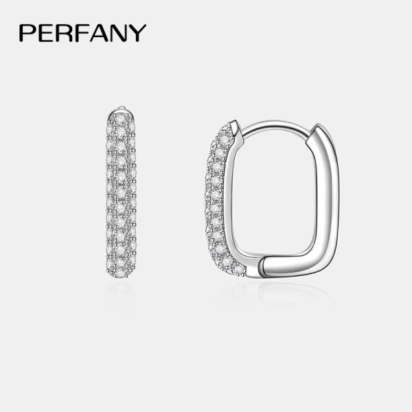 perfany 0.42ct all moissanite hoop earrings women's 100% pure silver laboratory diamond square earrings fashion wedding jewelry