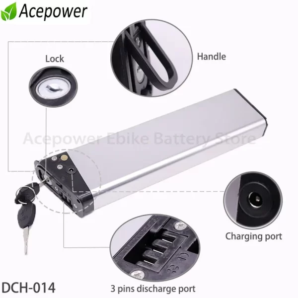 for ancheer am1908 zipper z4 panda xl folding electric bike battery 36v 8ah 10.4ah 12.8ah dch014 ebike battery for vivi f20 fm20