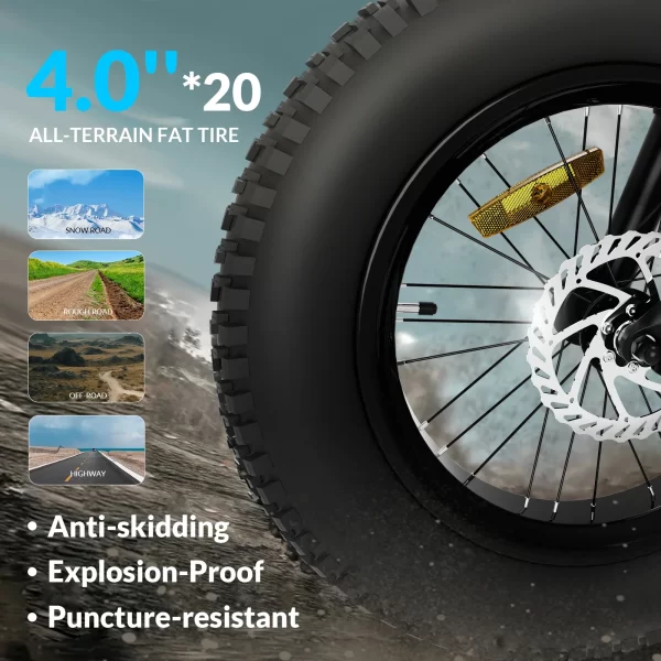 500w brushless motor foldable electric bike 4.0*20 inch tires with 48v 14ah removable lithium battery mountain off road ebike