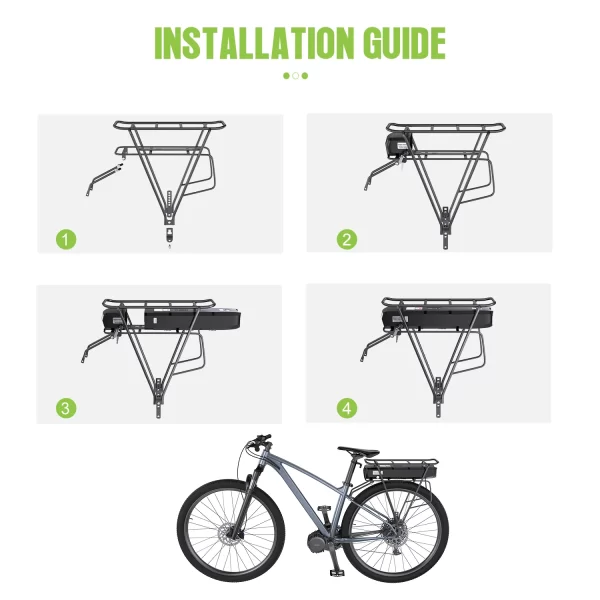 [3 days delivery] 36v 48v 52v ebike luggage rack battery 17.5ah 22.5ah racktype for bafang motor (w/ charger & bms board)