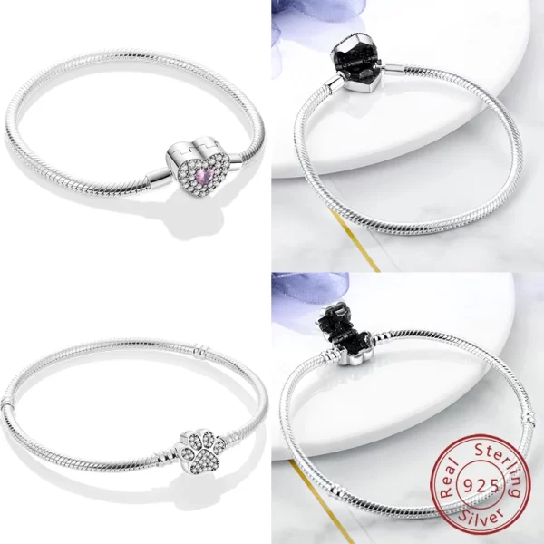 hot sales 925 sterling silver bracelets forever love butterfly heart bracelet fit diy charms beads fashion women jewelry 17 20cm