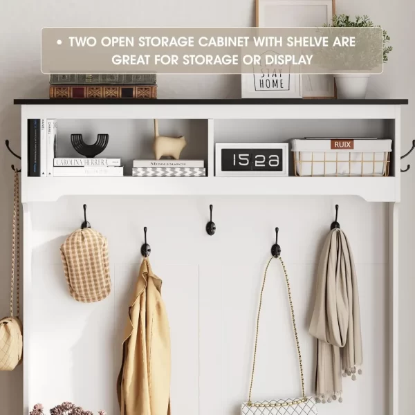 free delivery farmhouse narrow coat rack with shoe storage, 12 shoe cubbies&7 coat hooks,entryway furniture with hall tree new