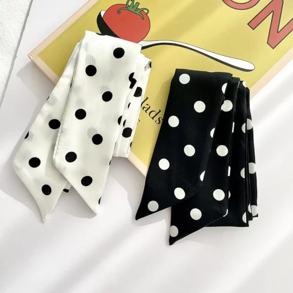 1pc fashion ribbon polka dot scarf printed thin scarf headband korean style neckerchief long scarves wedding