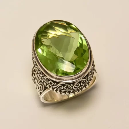vintage peridot green zircon rings for women carved flower pattern ring fashion creative design handmade wedding party jewelry