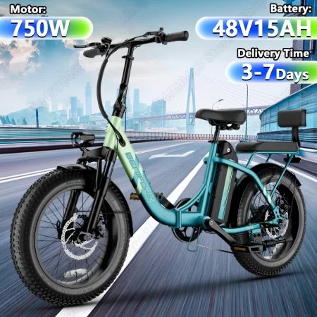 city e bike 750w motor 48v15ah battery with seat back + footrest electric bike 26*3.0 inch fat tire nfc unlock electric bicycle