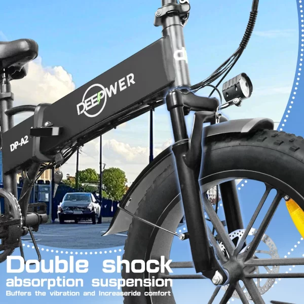 deepower 750w adult electric bicycle 48v 20ah 20 inch fat tire foldable electric bike city commuting camping traveling ebike