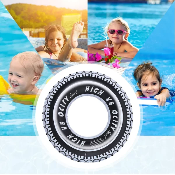 tire pattern blow up swim tube leakproof inflatable swim ring for kids adults water play thickened floaties swimming circle