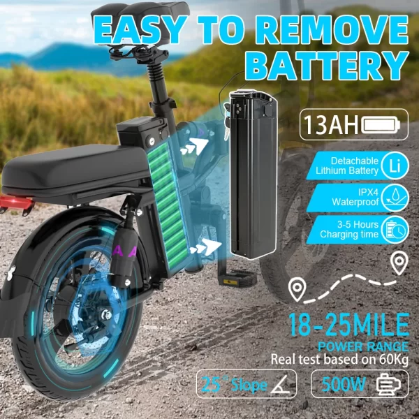 deepower mini foldable ebike 400w 48v 30ah/10ah removable battery multi shock absorbing urban electric bicycle bike for aldult