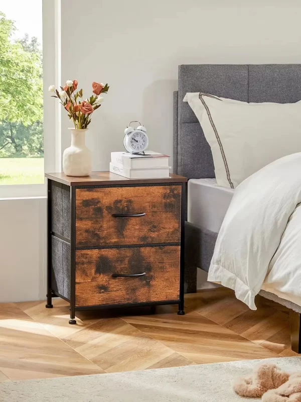 jhk nightstand bedside coffee sofa tea table storage closet chest clothes display for bedroom 2 fabric drawers cabinet furniture