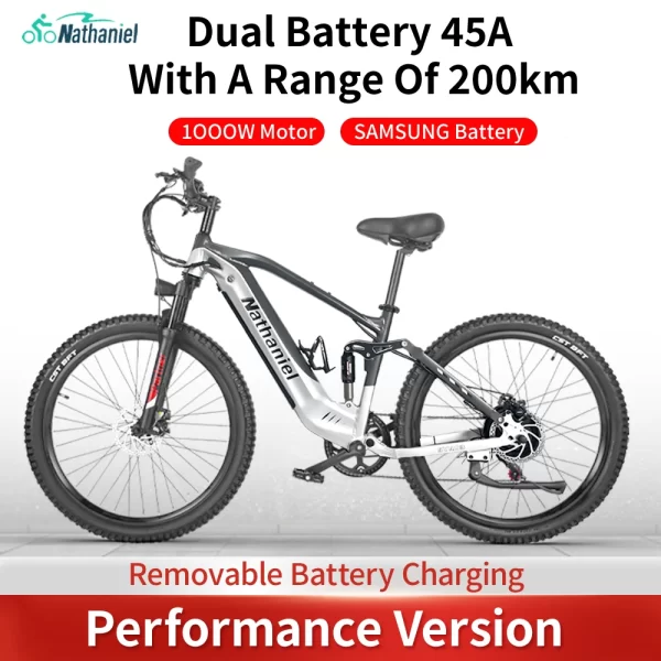 nathaniel syr03 electric bike 27.5"48v1000w adult electric assisted bike 45ah 2large capacity detachable lithium batteries ebike